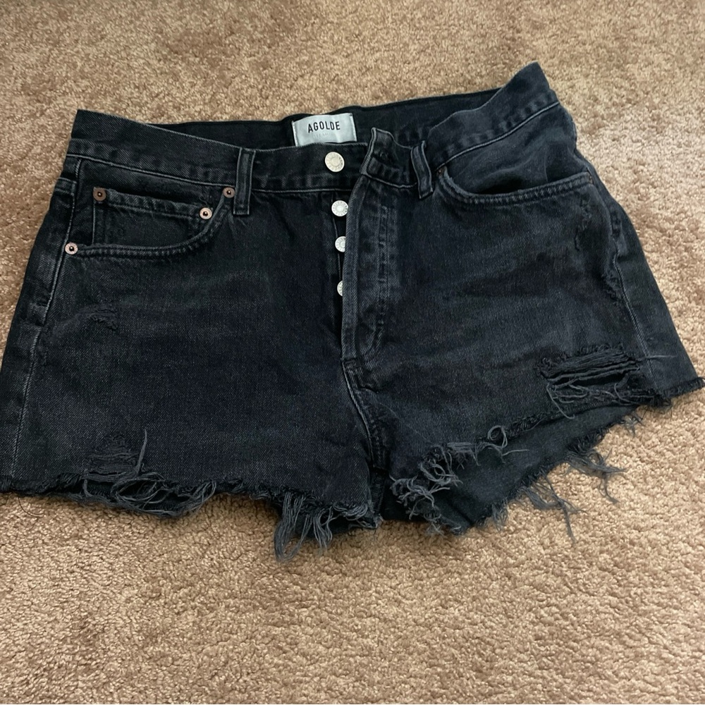 Agolde distressed black denim shorts size 29